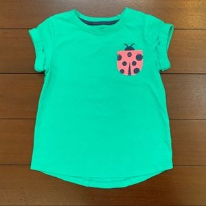 Cat & Jack Green Roll Sleeve Ladybug Pocket Tee
